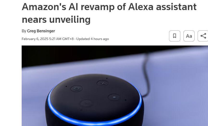 外媒：亚马逊即将发布生成式人工智能Alexa服务