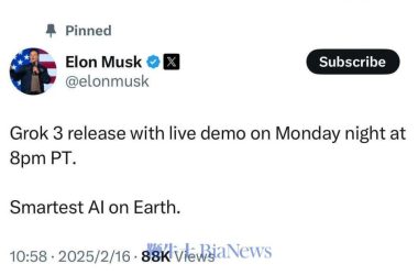 马斯克宣布:Grok 3大模型定于太平洋时间周一晚8点亮相,现场演示同步开启-Ai设计师学院