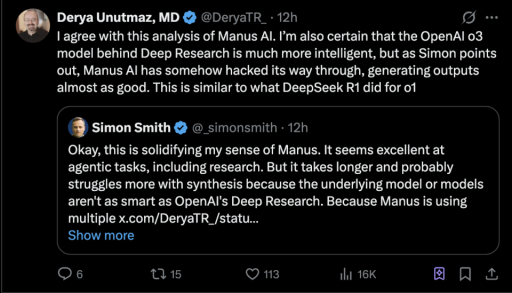 海外 AI 圈,开始讨论起 Manus