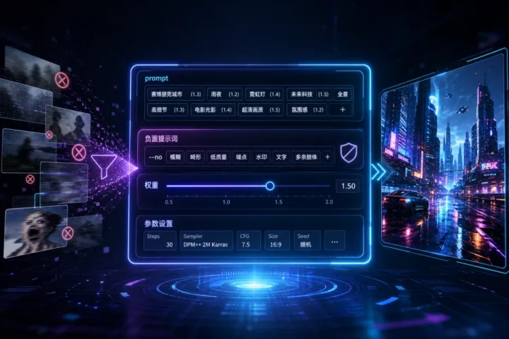 AI绘图提示词进阶：负面提示词与权重设置技巧