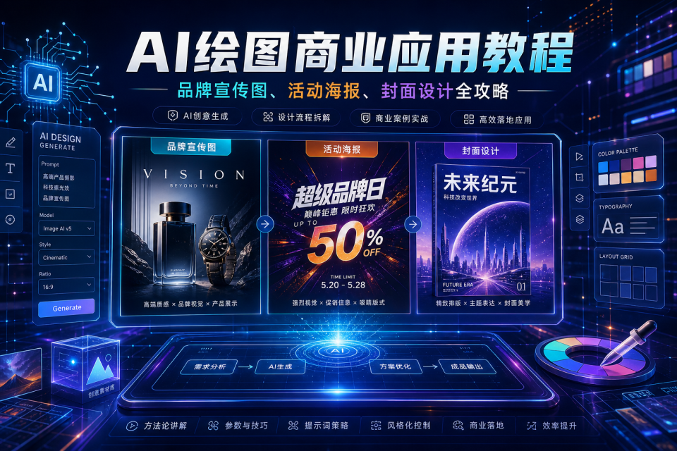 AI绘图商业应用教程：品牌宣传图、活动海报、封面设计全攻略