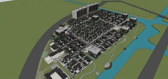 Sketchup规划模型|多层城市规划，居住建筑，现代风格