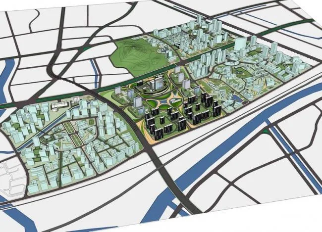 Sketchup规划模型|多层高层混合城市规划，现代风格