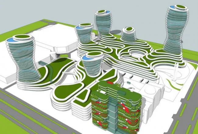 Sketchup规划模型|高层住宅办公，异型概念建筑，现代风格