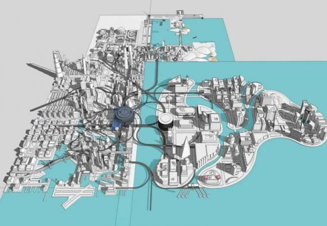 Sketchup规划模型|多高层混合城市规划，现代风格