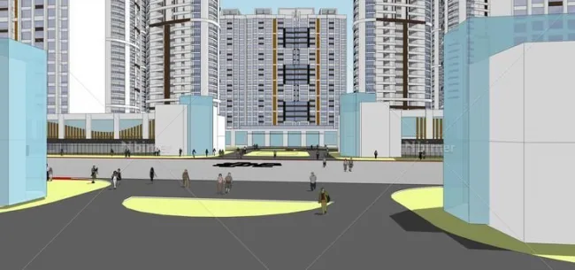 Sketchup规划模型|高层住宅小区规划，现代风格