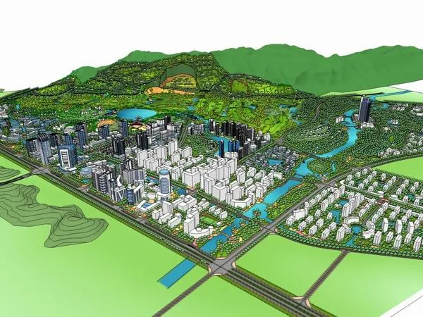 Sketchup规划模型|大型完整城市规划，现代风格