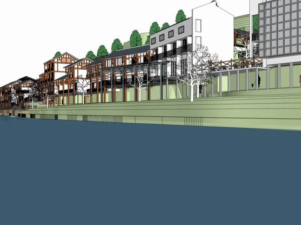 Sketchup规划模型|古镇改造，多层，中式古典风格
