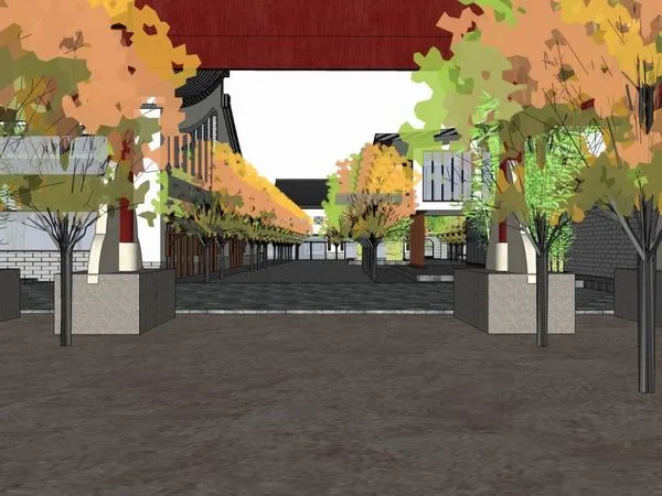 Sketchup规划模型|住宅规划，民居规划，古典风格
