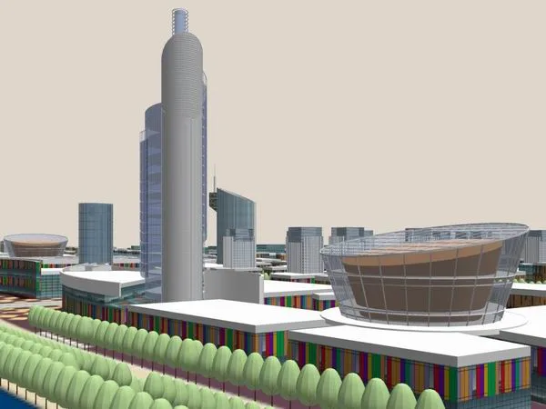 Sketchup规划模型|某市汽车城规划设计，现代风格