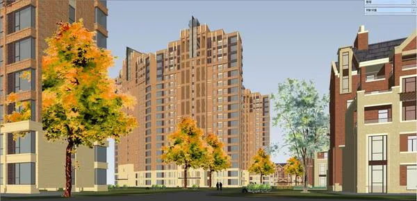 Sketchup规划模型|多层住宅小区，规划，古典风格，18层