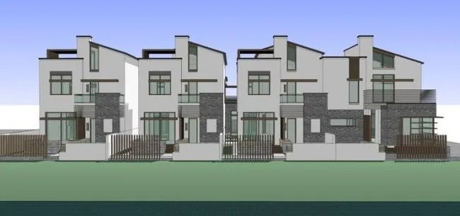 Sketchup别墅模型|联排别墅，朱家角住宅，新中式风格