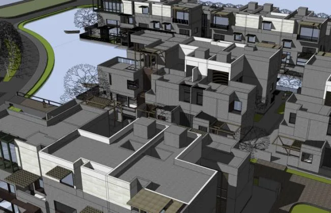 Sketchup别墅模型|联排别墅，深圳万科第五园，新中式风格，徽派建筑