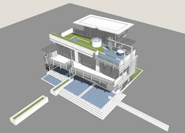 Sketchup别墅模型|独栋别墅，现代风格
