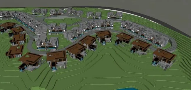 Sketchup别墅模型|独栋别墅，山地别墅，现代风格，多层