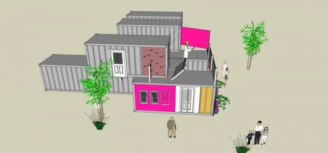 Sketchup别墅模型|集装箱式，居住建筑，多层，现代风格