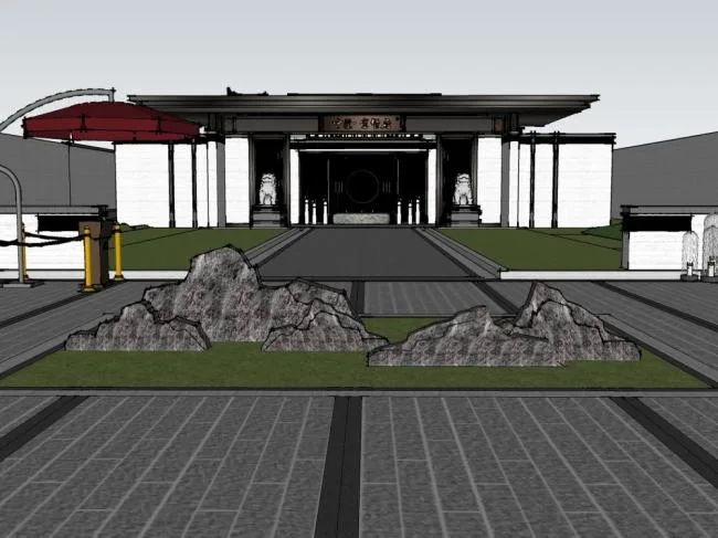 Sketchup别墅模型|多层别墅，住宅，中式风格，东方古典