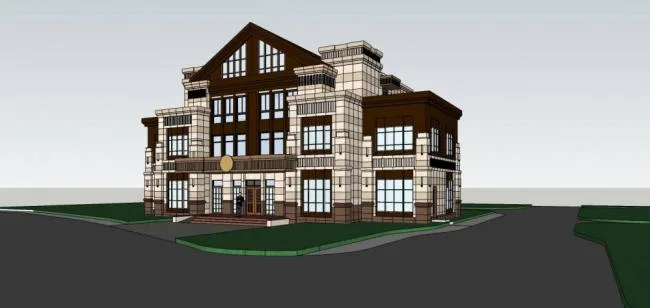 Sketchup别墅模型|独栋别墅，古典风格，居住建筑
