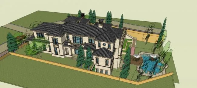 Sketchup别墅模型|独栋别墅，欧式，古典风格