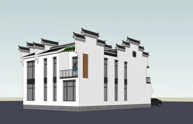 Sketchup别墅模型|独栋别墅，中式风格