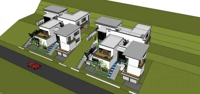 Sketchup别墅模型|独栋别墅，现代风格