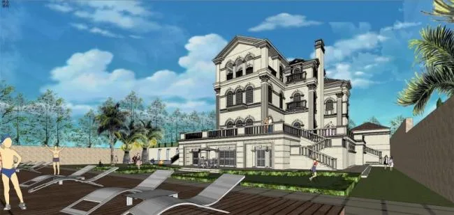 Sketchup别墅模型|独栋别墅，欧式古典风格，居住建筑