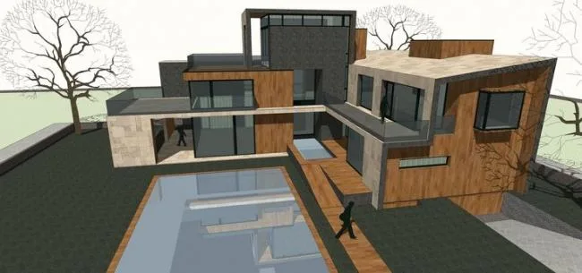 Sketchup别墅模型|多层别墅，居住建筑，现代风格