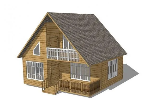 Sketchup别墅模型|防腐木屋住宅，古典风格，坡屋顶