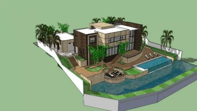 Sketchup别墅模型|独栋别墅，现代风格