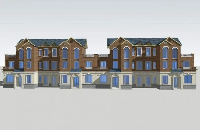 Sketchup别墅模型|联排别墅，英式古典风格