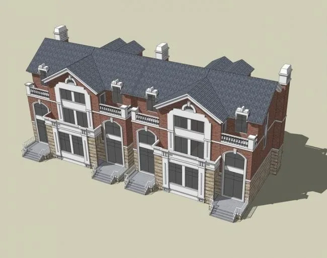 Sketchup别墅模型|联排别墅，英式古典风格