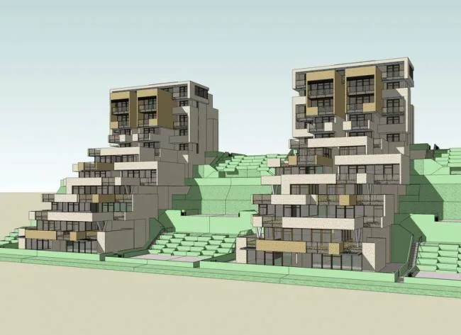 Sketchup别墅模型|山地别墅，现代风格，叠拼别墅