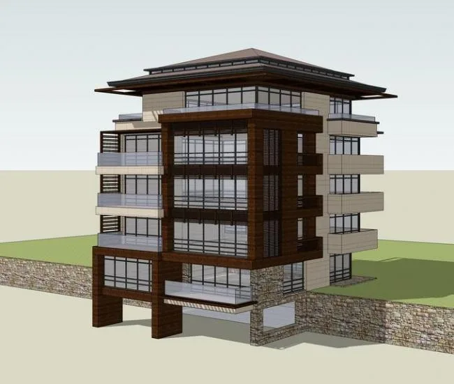 Sketchup别墅模型|新中式风格，多层别墅