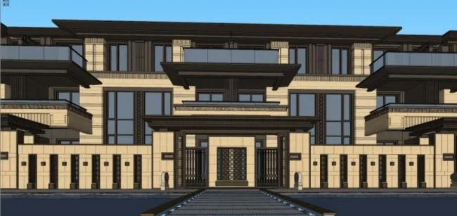 Sketchup别墅模型|联排别墅，花园洋房，新古典风格