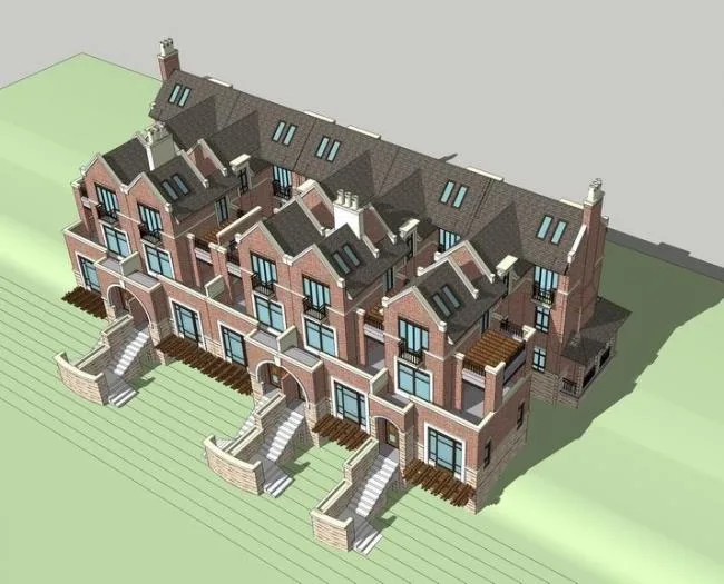 Sketchup别墅模型|联排别墅，英式风格，古典风格
