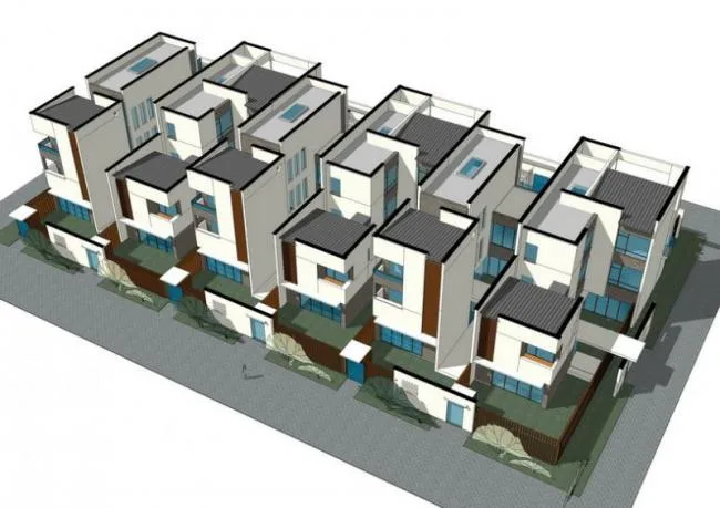 Sketchup别墅模型|联排别墅，新中式风格