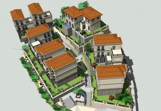 Sketchup别墅模型|联排别墅，西班牙古典风格