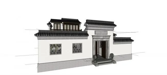 Sketchup别墅模型|独栋别墅，中式风格