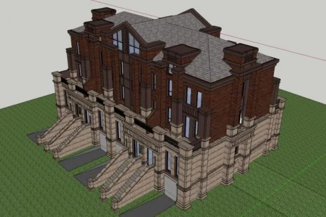 Sketchup别墅模型|叠拼别墅，西方古典风格