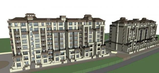 Sketchup别墅模型|联排别墅,新古典风格