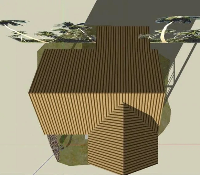Sketchup别墅模型|海边吊脚楼别墅，现代风格
