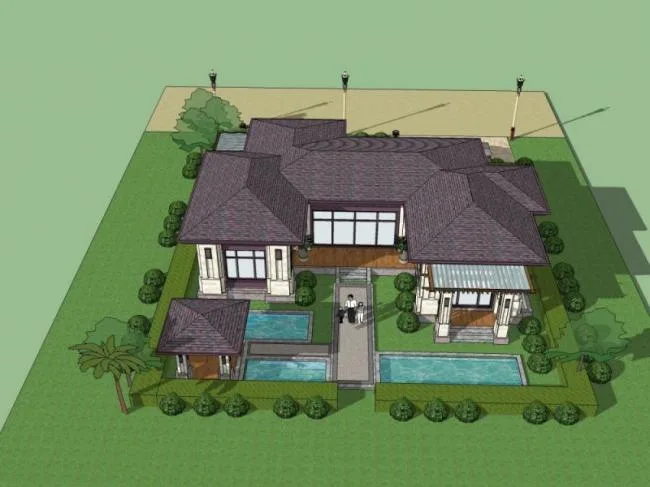 Sketchup别墅模型|独栋别墅，现代风格