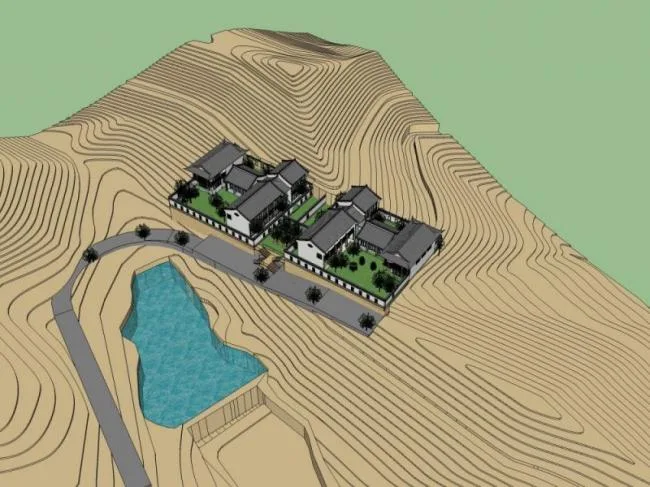 Sketchup别墅模型|别墅，中式风格