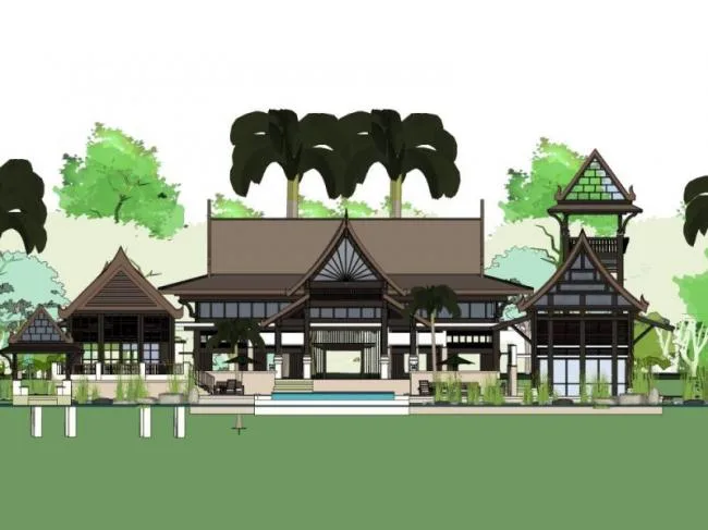 Sketchup别墅模型|独栋别墅，古典风格