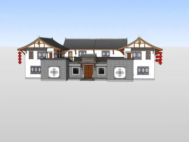 Sketchup别墅模型|独栋别墅，中式风格