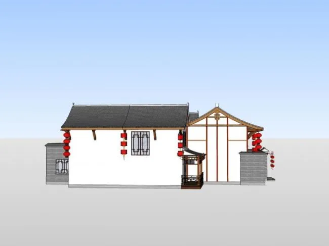 Sketchup别墅模型|独栋别墅，中式风格