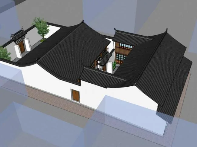 Sketchup别墅模型|别墅，中式风格