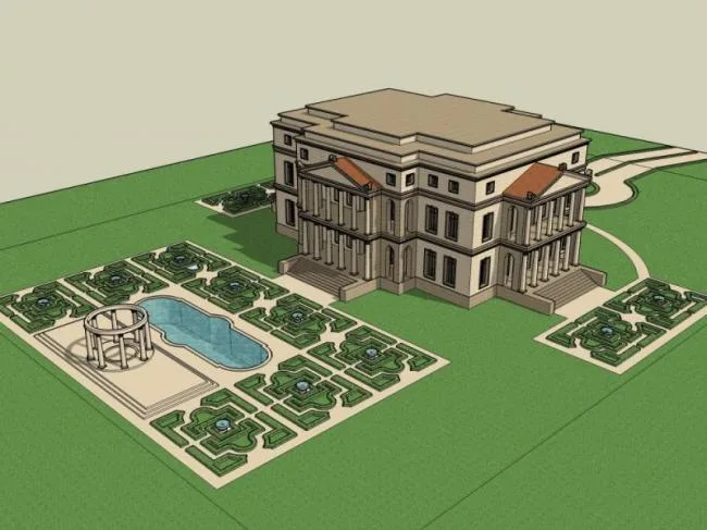 Sketchup别墅模型|别墅景观，现代风格