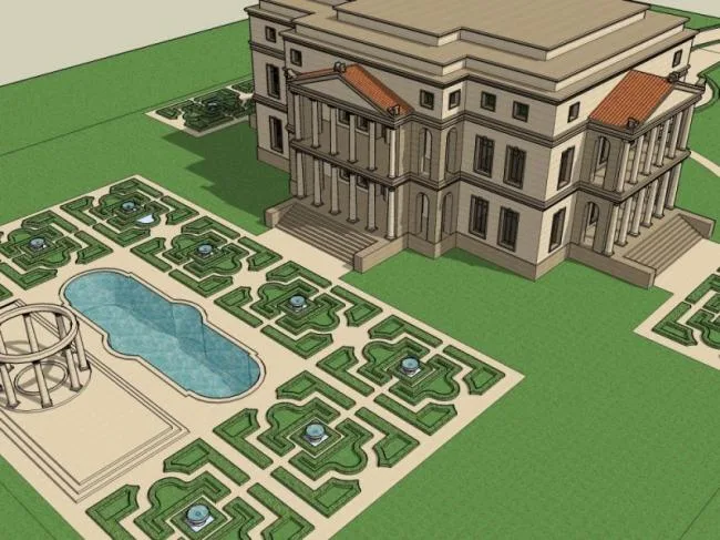 Sketchup别墅模型|别墅景观，现代风格