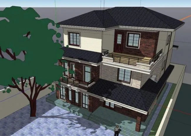 Sketchup别墅模型|独栋别墅，现代风格